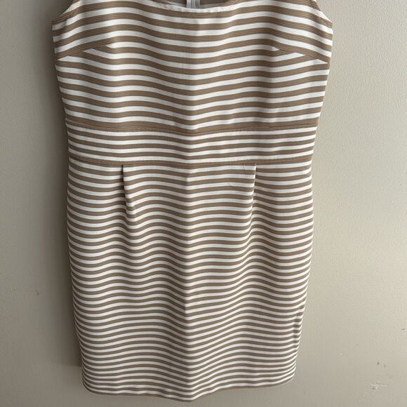 LOFT Beige and White Striped Dress size 6 - Picture 3 of 5